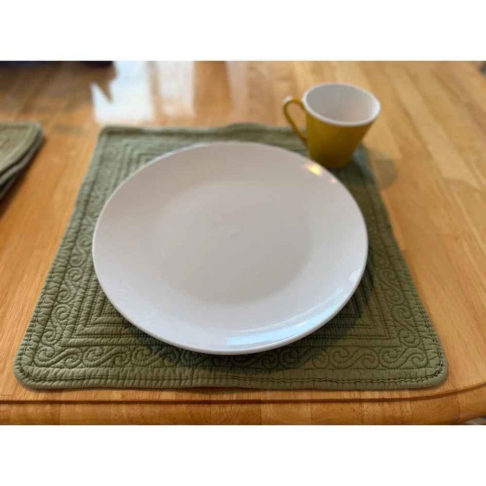Set of 4 Quilted Sage Green Square Placemats 14